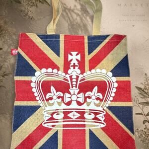 Retro union jack jute tote